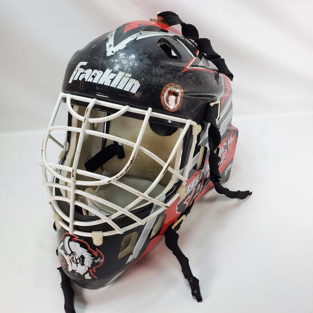 Franklin Buffalo Sabres Goalie Mask Black Red VTG Goat Head NHL Street Hockey